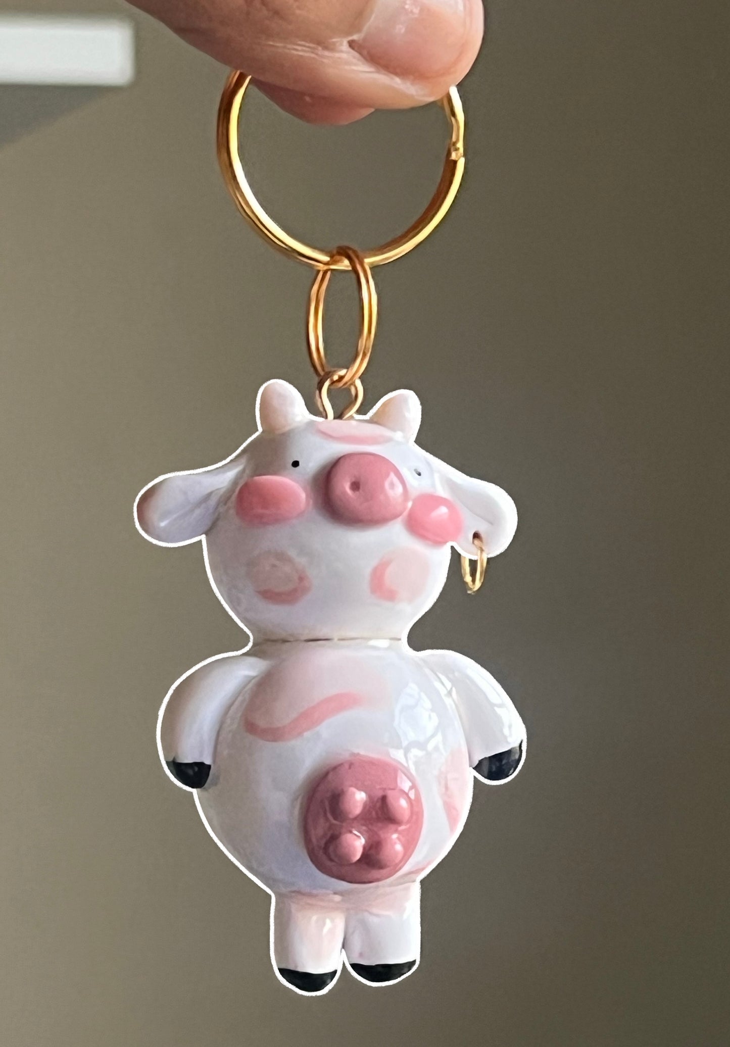Strawberry Cow Keychain
