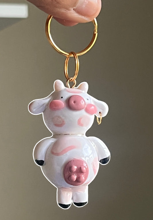 Strawberry Cow Keychain